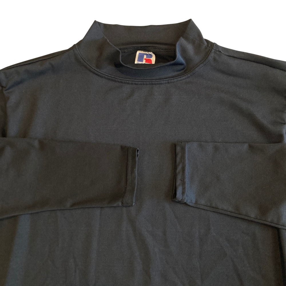Russell Athletic Men XL Black Mock Neck Long Sleeve Compression Shirt Base Layer